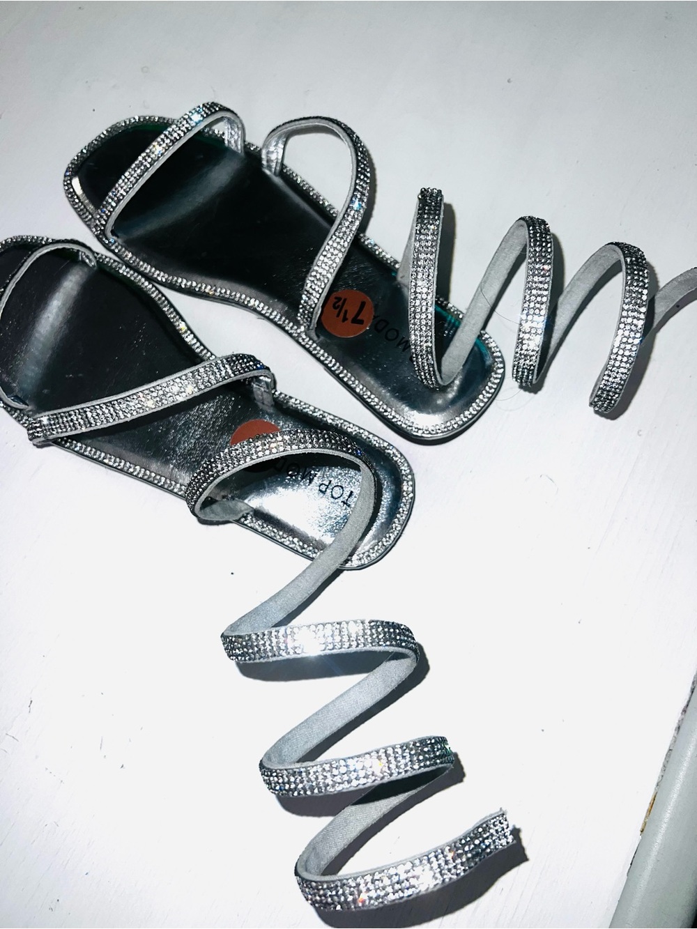 TOP Moda Silver Rhinestone Flat Sandals - Picture 4 of 4